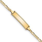 14k Polished Solid Chain/Solid Plate Figaro Link 18.5x5mm Plate 6 inch Baby/Child ID Bracelet