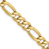 14K 24 inch 6.25mm Semi-Solid Figaro with Lobster Clasp Chain