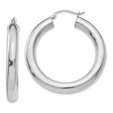 14k White Gold 5x35mm Polished Tube Hoop Earrings