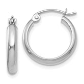 14k White Gold 2.75x16mm Polished Tube Hoop Earrings
