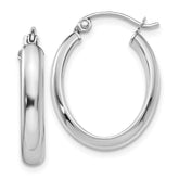 14k White Gold 3.75x21mm Polished Oval Tube Hoop Earrings