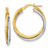 14k Two Tone Polished Double Hoops