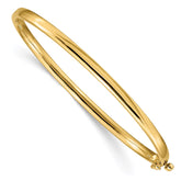 14k 3.6mm Polished Solid Hinged Oval Bangle Bracelet