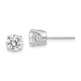 14k White Gold 5.75mm Round CZ Stud Earrings