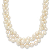 14k 5-9mm White Semi-Round Freshwater Cultured Pearl Multi-strand 19 inch Necklace