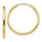 14k 1.5x23mm Polished Round Endless Tube Hoop Earrings