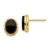 14k Madi K Bezel Oval Onyx Earrings