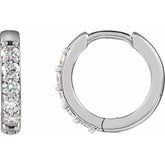14K White Gold 1/4 CTW Lab-Grown Diamond Hinged 12.5 mm Hoop Earrings