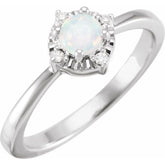 Sterling Silver Lab-Grown White Opal & .04 CTW Natural Diamond Halo-Style Ring