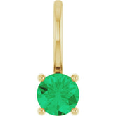 14K Yellow Gold Imitation Emerald Solitaire Charm/Pendant