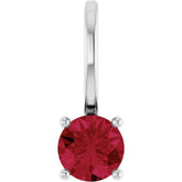Sterling Silver Imitation Ruby Solitaire Charm/Pendant