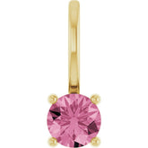 14K Yellow Gold Imitation Pink Tourmaline Solitaire Charm/Pendant