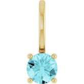 14K Yellow Gold Imitation Blue Zircon Solitaire Charm/Pendant