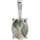 Sterling Silver Natural Moss Agate Pendant