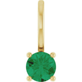 14K Yellow Gold Lab-Grown Emerald Solitaire Charm/Pendant