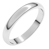 Sterling Silver 3 mm Half Round Band Size 6.5