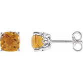 Sterling Silver Natural Citrine Scroll Setting® Earrings