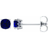 14K White Gold Lab-Grown Blue Sapphire Scroll Setting® Earrings
