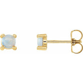 14K Yellow Gold 4 mm Natural White Opal Cabochon Earrings