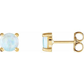 14K Yellow Gold 6 mm Natural White Opal Cabochon Earrings