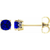 14K Yellow Gold Lab-Grown Blue Sapphire Scroll Setting® Earrings