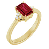 14K Yellow Gold Lab-Grown Ruby and .05 CTW Lab-Grown Diamond Ring