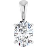 Sterling Silver 3/4 CT Oval Lab-Grown Diamond Pendant