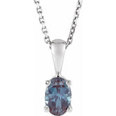 Sterling Silver Lab-Grown Alexandrite 16-18" Necklace