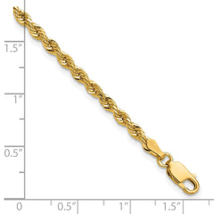 14K 8 inch 3mm Diamond-cut Rope with Lobster Clasp Chain