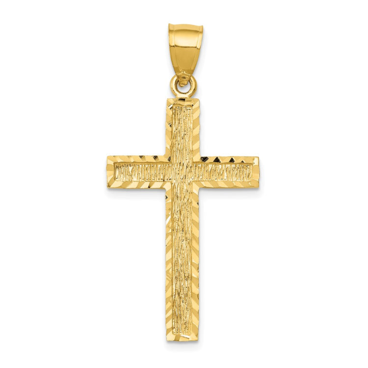 14K Diamond-cut Textured Cross Pendant