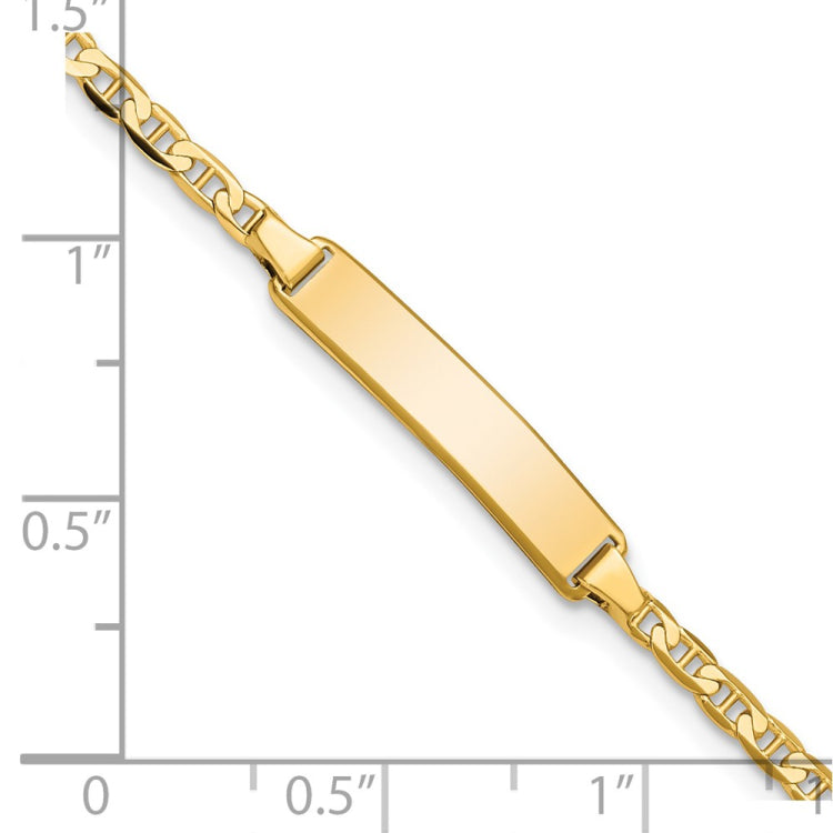 14k Polished Solid Chain/Solid Plate Flat Anchor Link 20x4mm Plate 5.5 inch Baby/Child ID Bracelet
