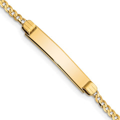 14k Polished Solid Chain/Solid Plate Curb Link 26x5mm Plate 6 inch Baby/Child ID Bracelet