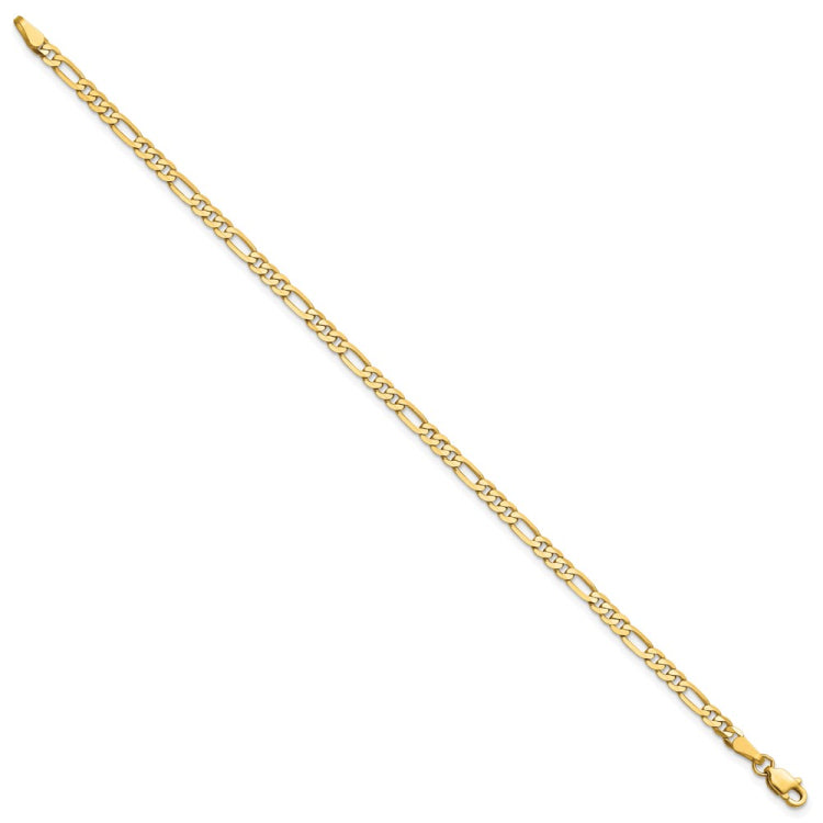 14K 7 inch 3mm Flat Figaro with Lobster Clasp Bracelet