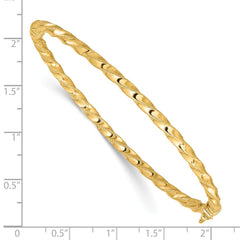 14K Polished Twisted 3.20mm Hinged Oval Bangle Bracelet