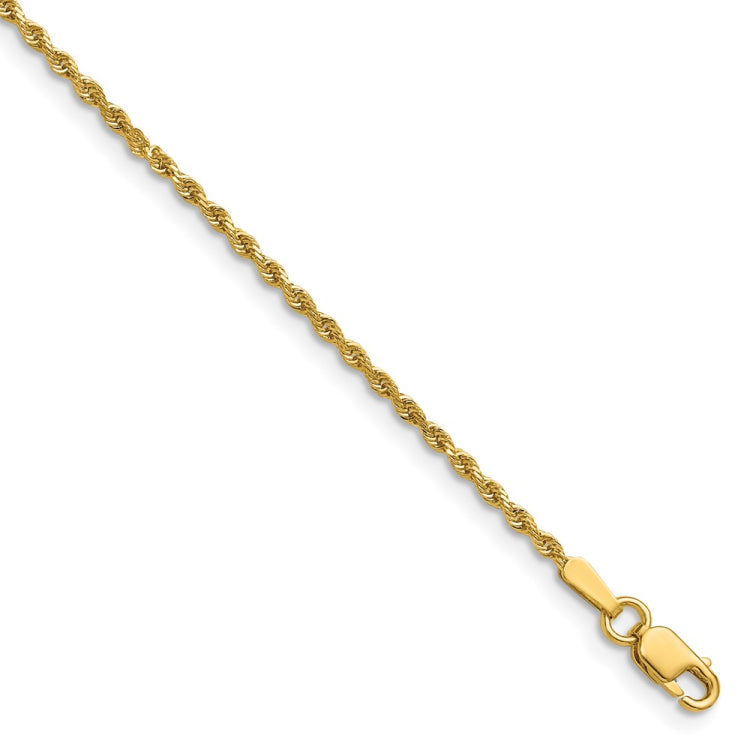 14K 24 inch 1.5mm Diamond-cut Rope with Lobster Clasp Chain