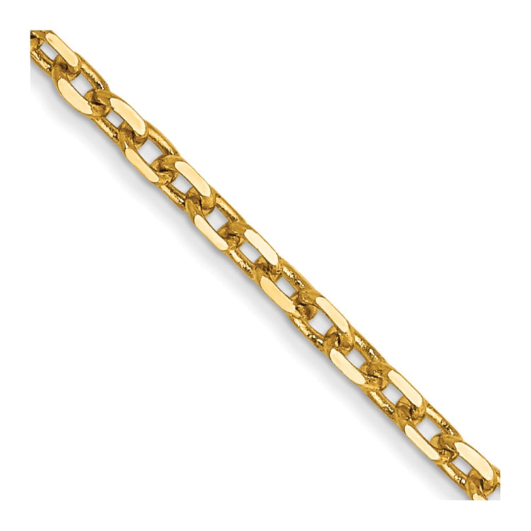 14K 22 inch 1.8mm Diamond-cut Round Open Link Cable with Lobster Clasp Chain