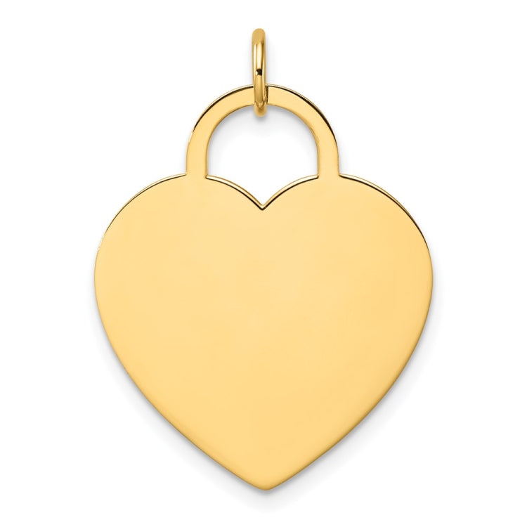 14K Polished Engravable 23mm Heart Disc Pendant