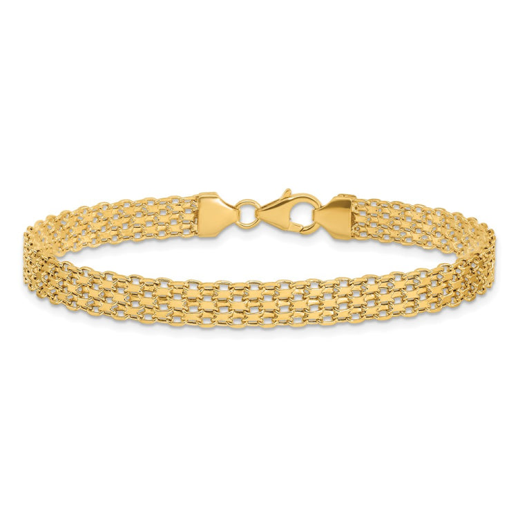 14k Polished 6.2mm Fancy Bismark Link 7.5 inch Bracelet