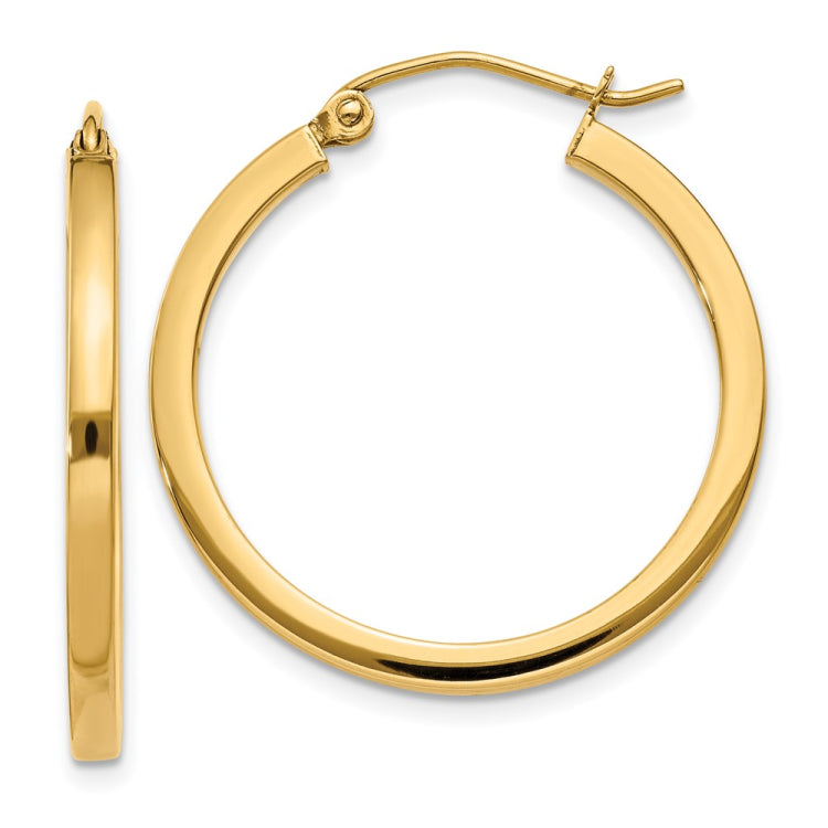 14k 2x25mm Square Tube Hoop Earrings