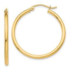 14k 2x30mm Polished Lightweight Tube Hoop Earrings