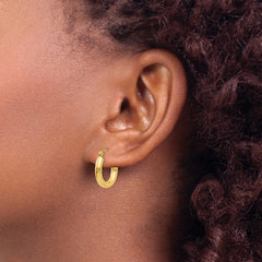 14k 3x16mm Polished Lightweight Tube Hoop Earrings
