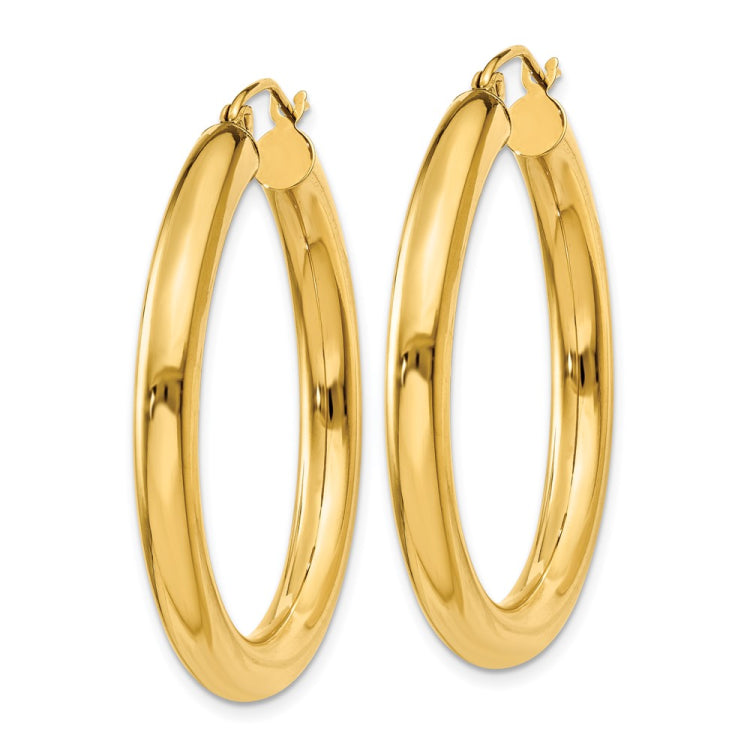 14k 4x35mm Polished Lightweight Tube Hoop Earrings