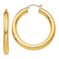 14k 5x40mm Polished Tube Hoop Earrings