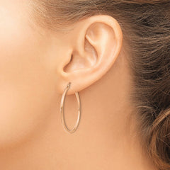 14k Rose Gold 2x35mm Polished Lightweight Tube Hoop Earrings