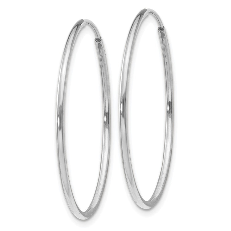 14k White Gold 1.2x30mm Polished Endless Tube Hoop Earrings