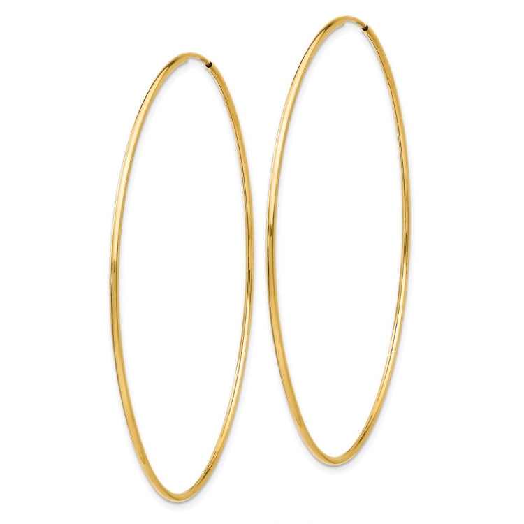 14k 1.2x63mm Polished Endless Tube Hoop Earrings