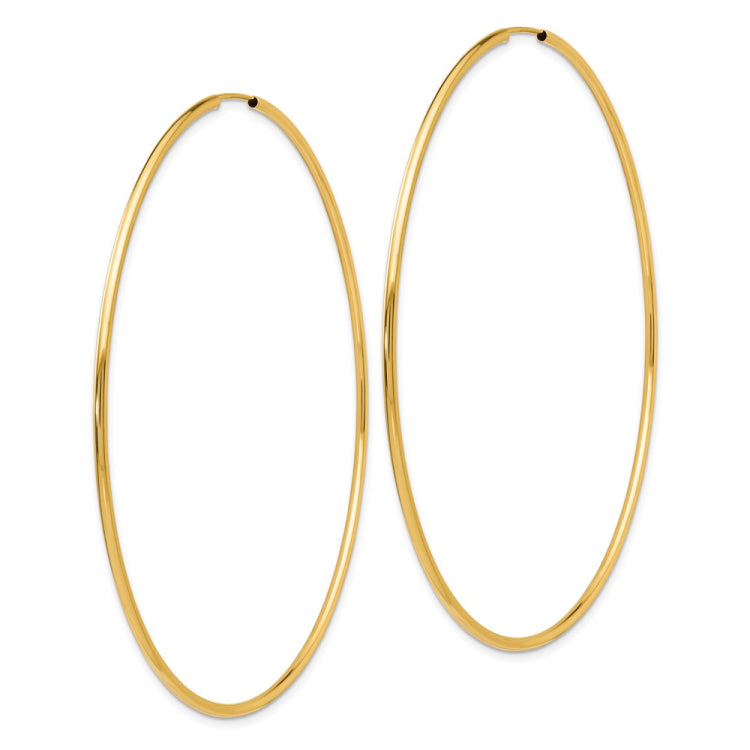 14K 1.2x74mm Polished Endless Tube Hoop Earrings