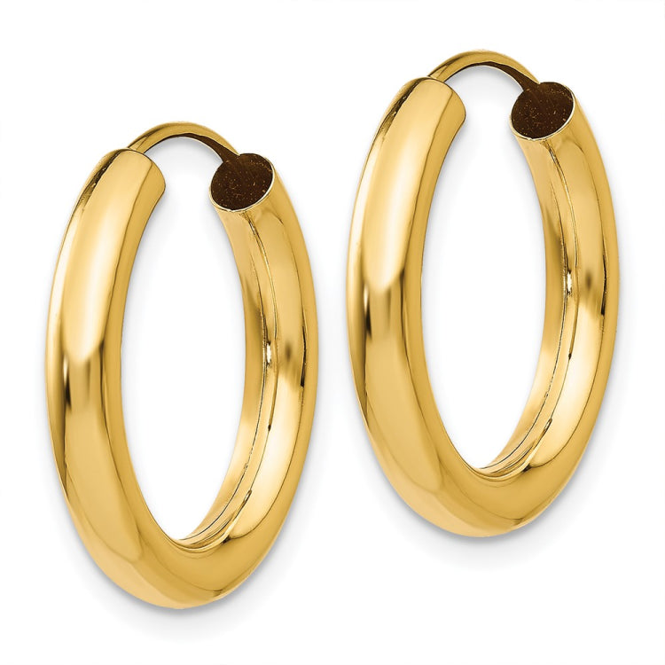 14k 3.00x20mm Polished Endless Tube Hoop Earrings