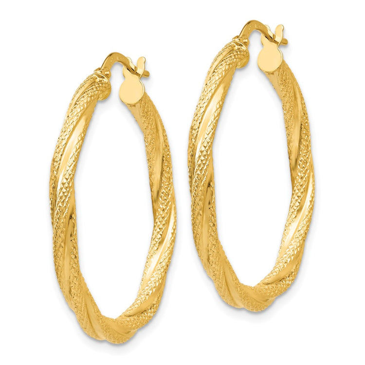 14K Twisted Textured Hoop Earrings