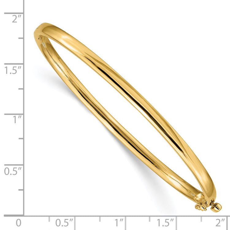 14k 3.6mm Polished Solid Hinged Oval Bangle Bracelet